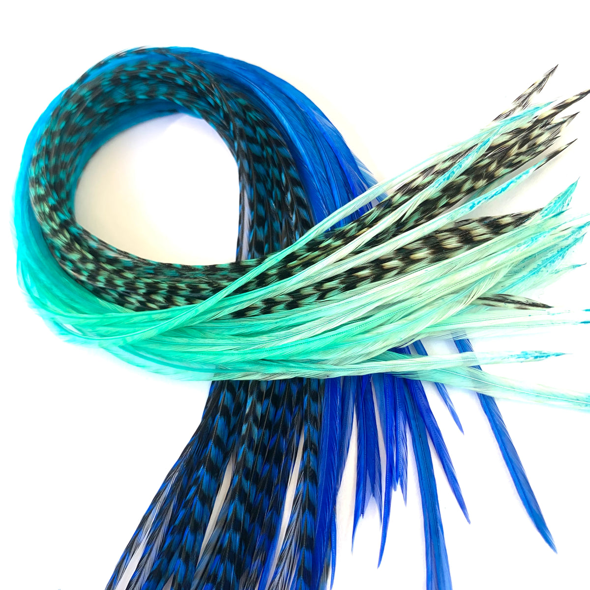 Feather Hair Extension Clip in Blue, Turquoise, Pale Blue and Grizzly, Choice of Clip Color. Hair Clip, Festival Hair, Blue, Hair Feathers