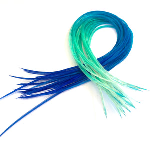 BlueOcean Fade Blue Ombre Hair Feathers