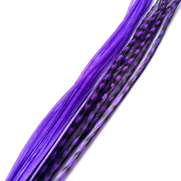 Purple Solid and Grizzly Feathers