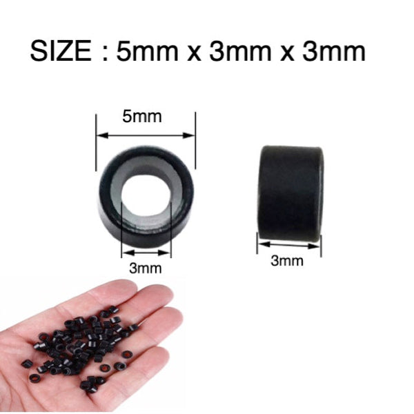 Hair Extension MicroBead RINGS 1000pc Silicone Lined Size 5 x 3mm