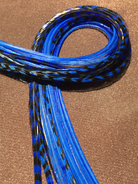 Electric Blue Solid and Grizzly Feather  All Lengths