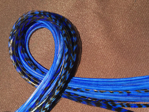 Electric Blue Solid and Grizzly Feather  All Lengths