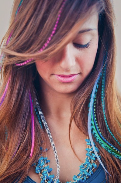 Single Colour Feather Hairstyle