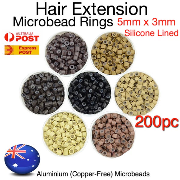 Hair Extension Beads RINGS Micro Beads 5mm x 3mm 10 Colours 200 pc Pack