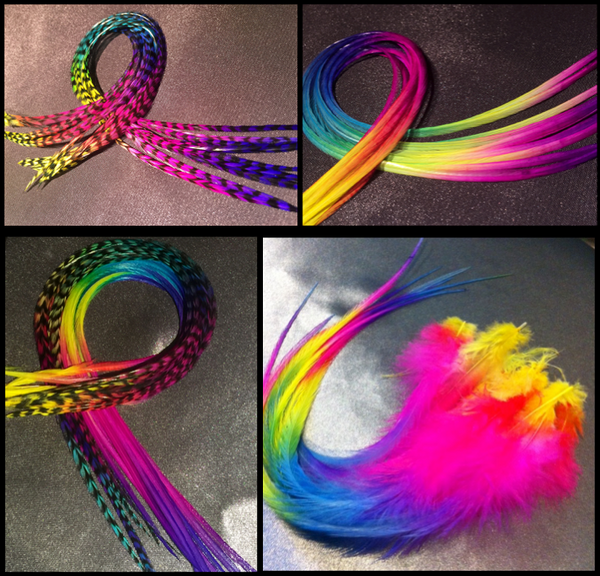 Rainbow XL Feather 10 Pack and Hair Kit